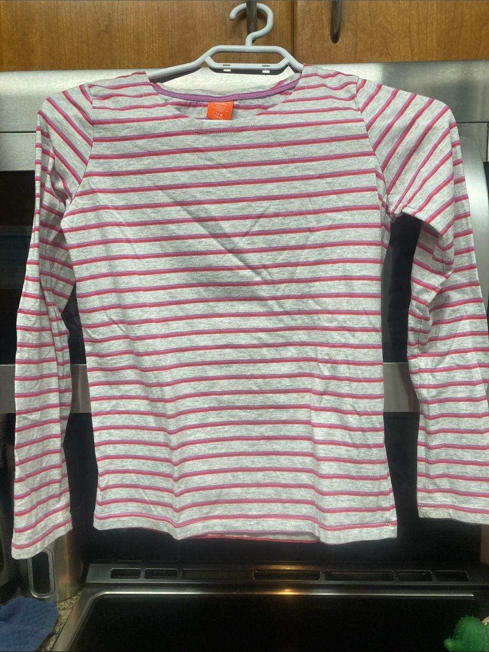 Joe Fresh White and Pink Striped Long-Sleeve Tee